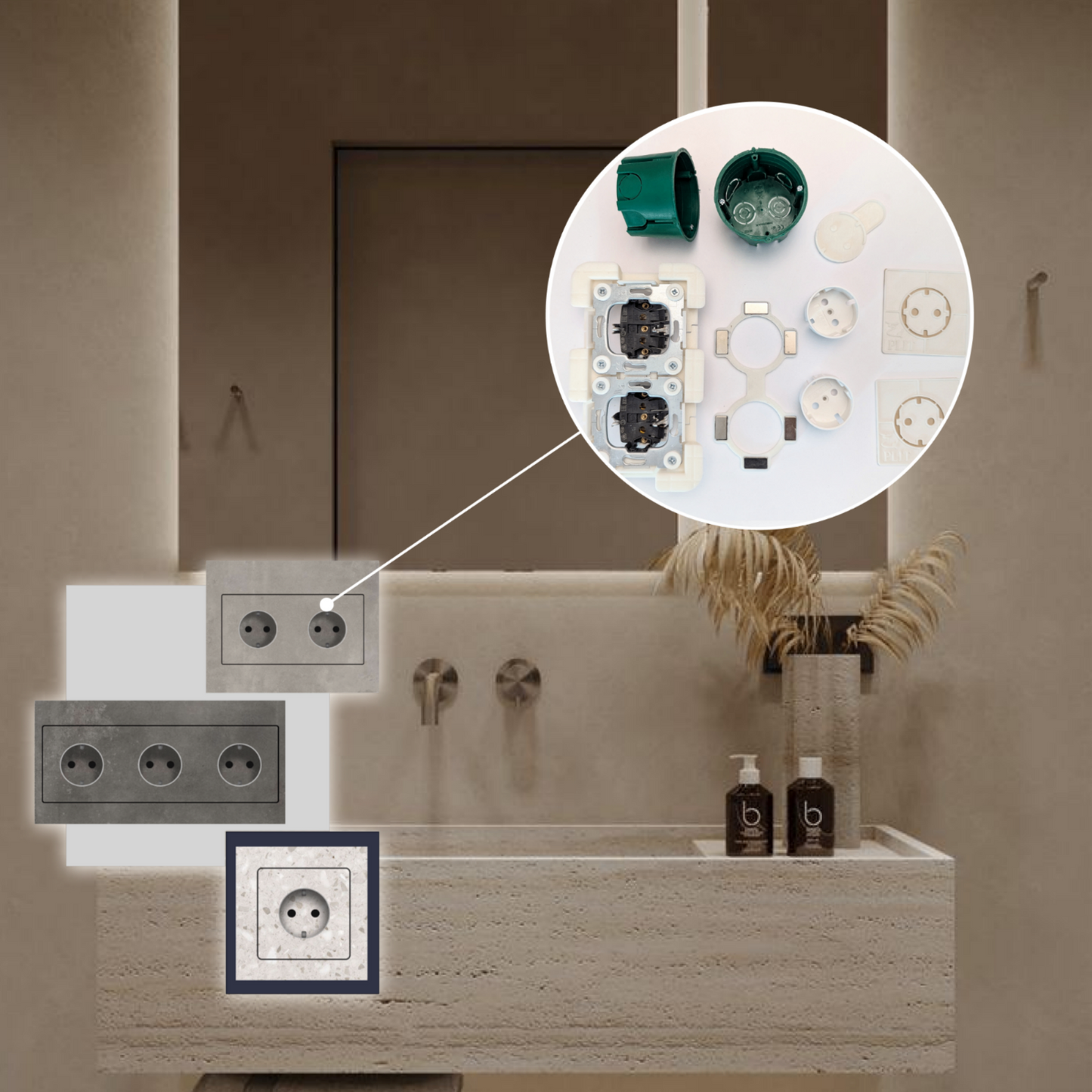 Concealed double socket